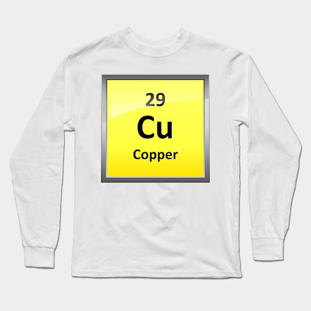 Copper Element Symbol - Periodic Table Long Sleeve T-Shirt by sciencenotes